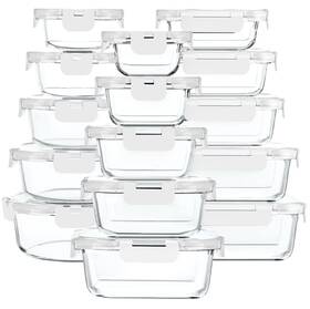 Glass-tupperware-set-15-white M Mcirco 30 Pieces Glass Food Storage Containers With Upgraded Snap Locking Lids Glass-tupperware-set-15-white M Mcirco 30 Pieces Glass Food Storage Containers With Upgraded Snap Locking Lids