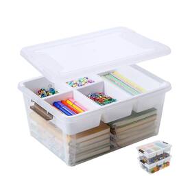 Hb2-m0 Macopro 17 Quart Plastic Storage Box With Removable Tray Craft Organizers And Cl