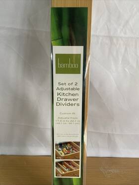 Made For Bed Bath And Beyond 444100264762 Set Of 2 Bamboo Kitchen Drawer Dividers Adjustable 17.4 Inch To 22.1 Custom Fit