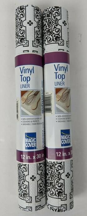 54151 Magic Cover 3 Rolls Vinyl Non-adhesive Top Shelf Liner Julien Black White 12x30