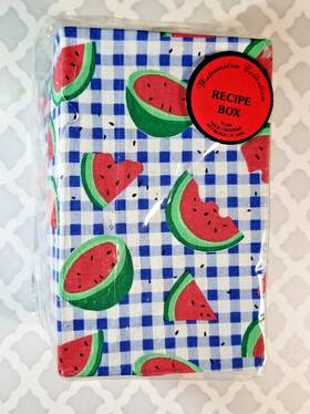 Magic Creations 041039001064 Watermelon Recipe Box Checkered Cottage Core Removeable Lid New
