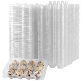 Manchap 758226508977 150 Pack 12 Grids Plastic Quail Egg Carton Bulk Clear Holders Small