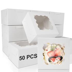 Yy39 Maqihan 50 Cookie Boxes With Window - 4x4x2.5 In Bakery Treat Desser Pastry B