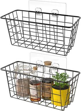 Baskets-001 Marafansie Hanging Kitchen Baskets Wire Storage Basket Over 2 Pack A-black
