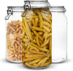 Marbelous 794811349723 Set Of 3 Glass Mason Jar 64 Ounces With Airtight Lid 68 Oz Pack