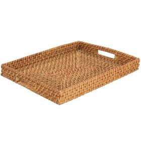 Martha Stewart 085081997845 16 Inch Rattan Woven Serving Tray Brown