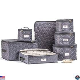 B085128l85 Martha Stewart 7pc China Storage Containers Kit With Felt Inners For Dishes And Glassware