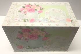Martin 807730028003 Beautiful Peach And Pink Roses Recipe Box With Index Cards 4x6