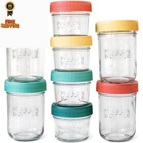 Mason Bottle 860005042142 Breast Milk Storage Jars 4oz And Mixed Jar Set 8 Pack Green