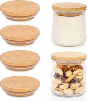 Mason Life 745681793819 Oui Yogurt Jar Lids Bamboo Set Wooden 4pcs No Pattern