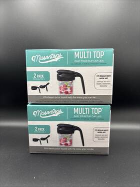 Masontops 829188001759 Set Of 4 Black Multi-top - Regular Mouth Mason Reusable Flip Cap Lids