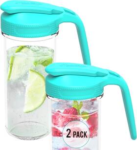 Masontops 829188002053 Multi Pour Top Mason Jar Lid With Small/regular Mouth Teal Pitcher
