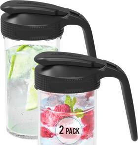 Masontops 829188002060 Multi Pour Top Mason Jar Lid With Handle Wide Mouth Black Pitcher
