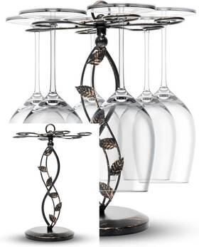 Lm136 Maypes Wine Glass Rack Elegant And Vintage-inspired Holder For 6 Bronze