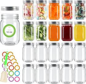 12oz-sliver Mcupper 20 Pack 12 Oz Mason Jars With Sliver Lids Regular Mouth