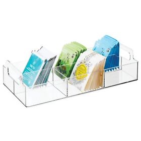 02227mdk Mdesign Compact Plastic Tea Storage Organizer Caddy Tote 6 Sections Clear