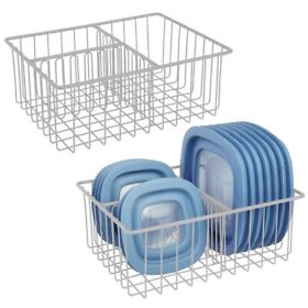 Mdesign Metal Kitchen Organizer Bin For Container Lids 2 Pack Gray