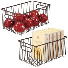 Mdesign Metal Kitchen Pantry Food Storage Basket Bin Small 4 Pack Bronze