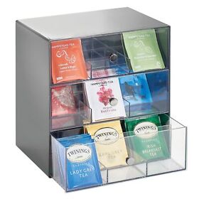 Mdesign Plastic Tea Bag Caddy Box Storage Container Organizer Dark Gray Clear Mdesign Plastic Tea Bag Caddy Box Storage Container Organizer Dark Gray Clear