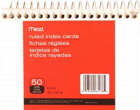 63138 Mead Wirebound Ruled Index Cards 4 X 6 Size Inches 50 Count White 63138 Mead Wirebound Ruled Index Cards 4 X 6 Size Inches 50 Count White
