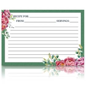 Meadowsweet Kitchens 762116021422 Recipe Card Set 25 Cards 4 X 6 Inch Green And Peonies For Wedding Shower