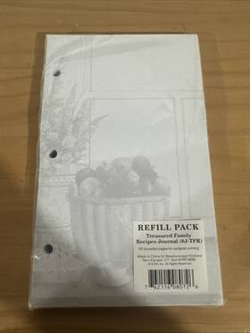 Meadowsweet Kitchens 762116080726 Unlined Recipe Page Refill Pack For The Treasured Family Organizer