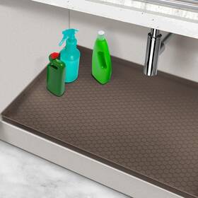 Cgd-34x22-brown Mecheer 34x22inch Silicone Waterproof Under Sink Mat Cabinet Protector For Kitchen Shelf