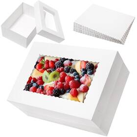 Mef050308b Mefleet 10pcs 14x10x6 Quarter Sheet Cake Boxes With 10 Pcs Boards - Rectangle Ba