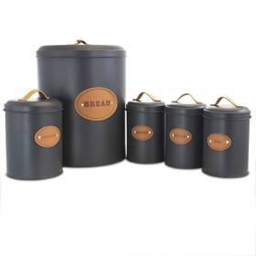 Megachef 672975048112 Kitchen Food Storage And Organization 5 Piece Canister Set In Grey