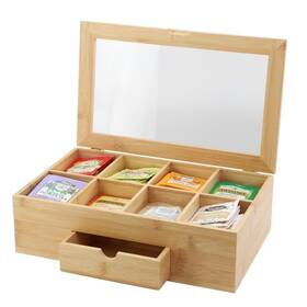 Mc-b104 Megachef 13 X 8 Inch Bamboo Tea Box Organizer With Acrylic Top Window Mc-b104 Megachef 13 X 8 Inch Bamboo Tea Box Organizer With Acrylic Top Window