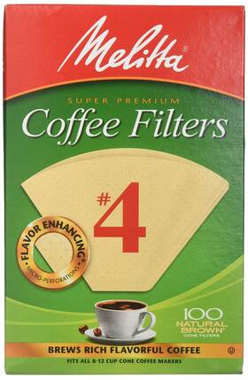 Melitta 638037687545 Cone Coffee Filters Natural Brown #4 100 Count Pack Of 6