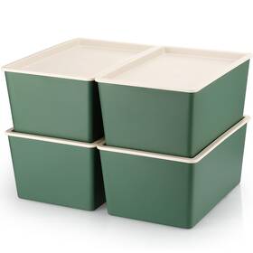 Hen-menkxi-244 Menkxi 4 Pcs Storage Bins With Lids Plastic Stackable Containers For Organizi Hen-menkxi-244 Menkxi 4 Pcs Storage Bins With Lids Plastic Stackable Containers For Organizi