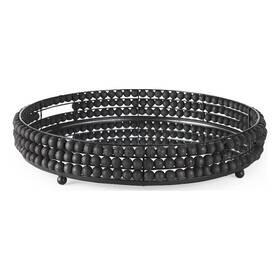 Mercana Furniture And Decor 68675 Decatur Ii Black Wooden Bead Mirrored Bottom Round Tray