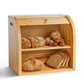 Kt168 Merysen 2 Tier Bamboo Bread Box For Kitchen Countertop Storage Holder Large Kt168 Merysen 2 Tier Bamboo Bread Box For Kitchen Countertop Storage Holder Large