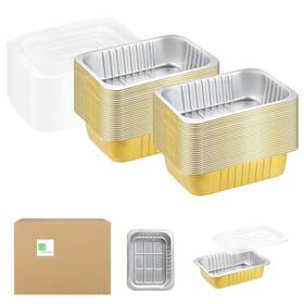 870-5p Mestaek E180/870-5p 9 Inch X 6.5 Sturdy Aluminum Foil Pans With Lids 50 Packs 2x Thicker Heavy Dut