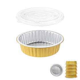 Y180 Mestaek Y180/870 7 Inch Sturdy Aluminum Foil Pans With Lids 5 Pack 2x Thicker Heavy Duty Reusab