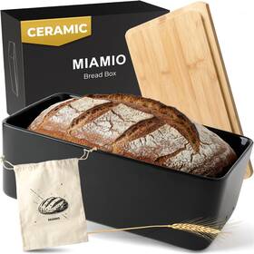 Miamio 260611273927 Bread Box For Kitchen Countertop/ceramic With Cutting B