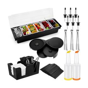Flo-mifoci-96 Mifoci Bartending Supplies 6 Compartments Garnish Tray With Lid Bar Caddy 3 T Flo-mifoci-96 Mifoci Bartending Supplies 6 Compartments Garnish Tray With Lid Bar Caddy 3 T