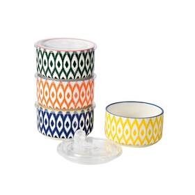 Miicol 744119143684 Ceramic Bowls With Lids Set Of 4 Food Storage Containers 20 Oz Porce
