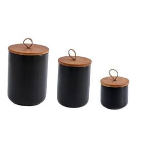 Hbsy907751 Milky Way Ceramic Food Storage Jar Canisters With Airtight Seal Black 3 Sets
