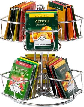 Tbwire60-sil Mind Reader Tea Bag Carousel Station Organizer Countertop Silver