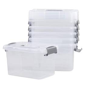 Minekkyes 737269785262 6-pack Home Storage Bins Plastic Container Latching Box With Handle Grey H