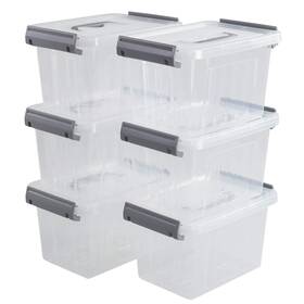Minekkyes 751300822211 Set Of 6 Plastic Latching Storage Box Clear Containers Bin With Lid