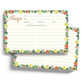 Minimalmart 751313709639 Lemon And Peach Recipe Cards 4 Inch X 6 Cards- Thick Premium Card Stock Wit