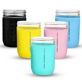 Minliving 791435404999 Mason Jar Silicone Sleeve - Multi-color Protective Covers Non-slip Protectio