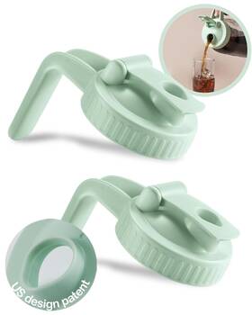 Miradexic 732688361264 2 Pack Wide Mouth Mason Jar Lids V-shaped With Handle 2pcs Green