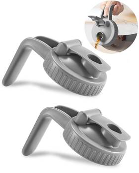 Miradexic 732688361301 2 Pack Wide Mouth Mason Jar Lids V-shaped With Handle 2pcs Grey
