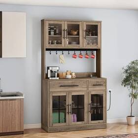 Moasis 199449788959 71 Inch Tall Kitchen Pantry Hutch Storage Cabinet With Power