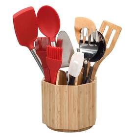 1901ab Mobilevision Bamboo Rotating Utensil Holder And Kitchen Organizer Multiple Compartments 8