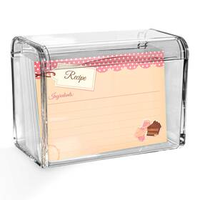 Modern Innovations 817496025192 Acrylic Recipe Holder Shatterproof Box Clear With Hinged Lid And Easy Viewing Slit